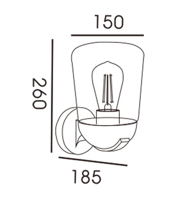 Wandleuchte mit flacher Glasabdeckung HR60112 Wandleuchte mit flacher Glasabdeckung HR60112