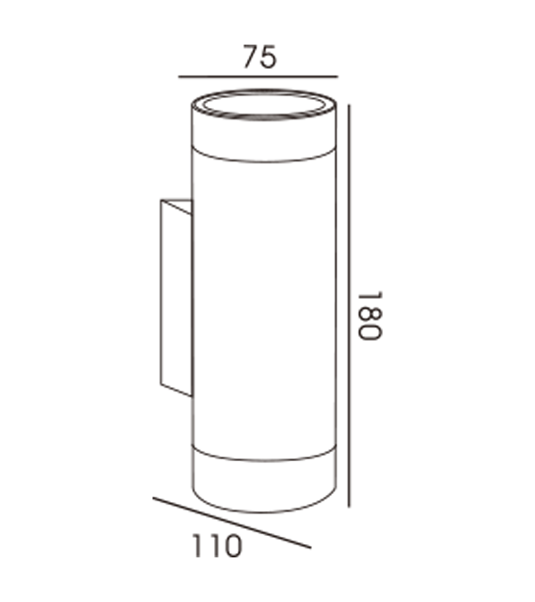 60 Bidirektionale Wandleuchte aus Aluminiumrohr (AK-Spezialsockel) HR60254 60 Bidirektionale Wandleuchte aus Aluminiumrohr (AK-Spezialsockel) HR60254