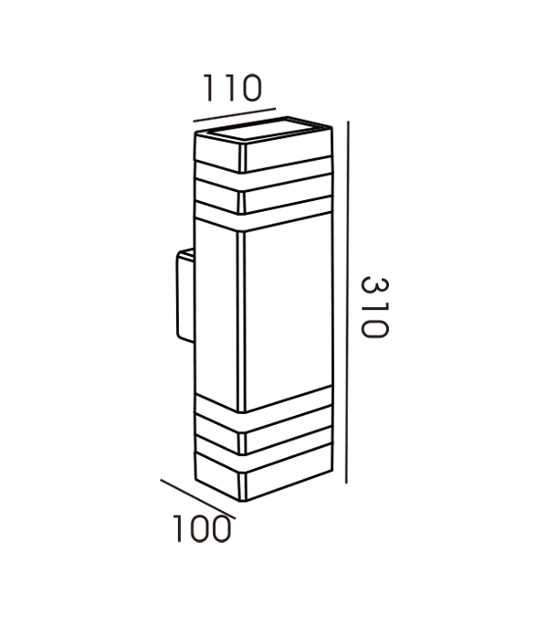 110 Bidirektionale Doppelwandleuchte mit rechteckigem Streifen HR60178 110 Bidirektionale Doppelwandleuchte mit rechteckigem Streifen HR60178