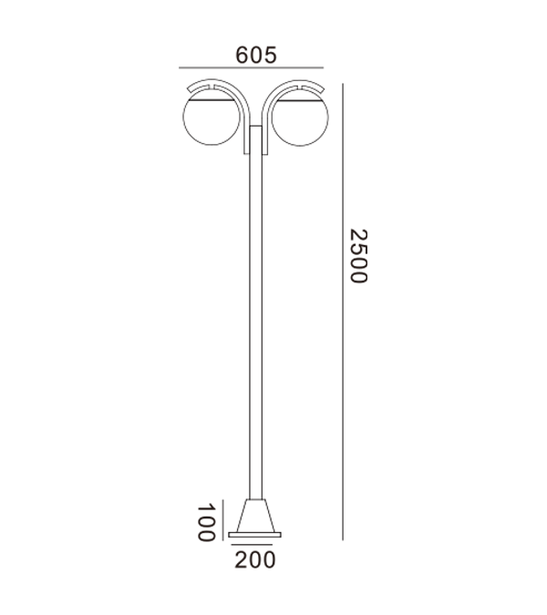 Runde Doppelkopf-Gartenleuchte aus Glas HR60693 Runde Doppelkopf-Gartenleuchte aus Glas HR60693