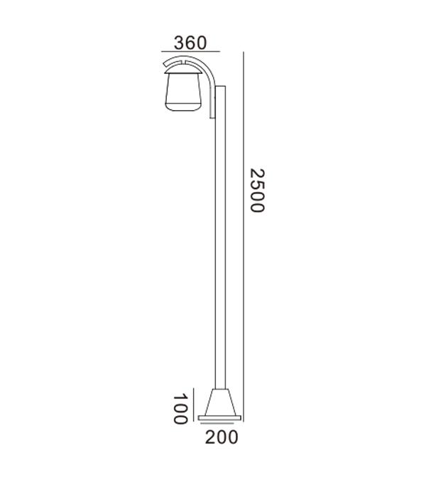 Einzelkopf-Gartenleuchte mit flacher Oberseite HR60702 Einzelkopf-Gartenleuchte mit flacher Oberseite HR60702
